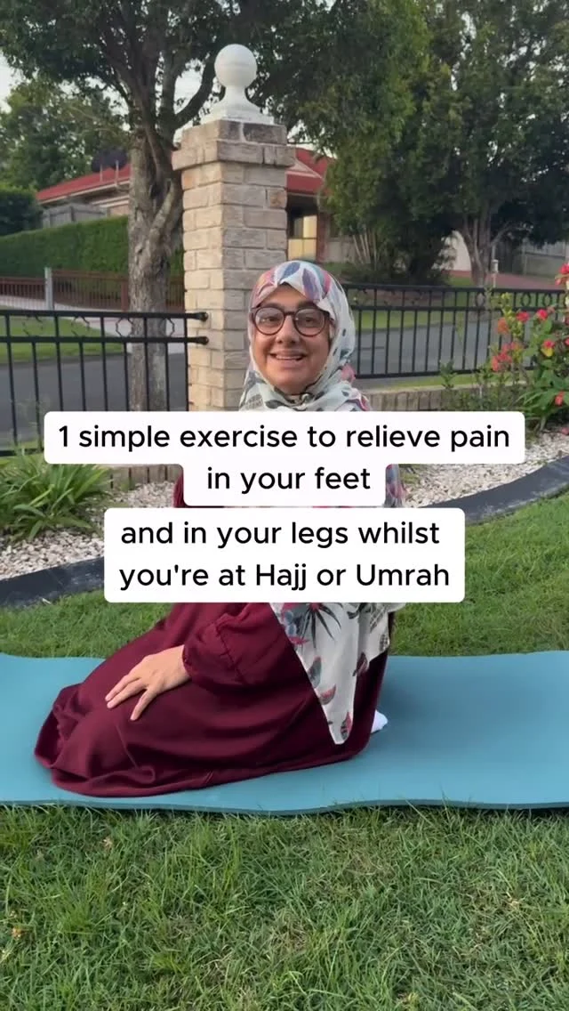 Super helpful tips from @fitnesswithfazila 

Walking barefoot on the marble floors of the Haramayn can take a serious toll on your feet and legs 🕌👣

Hours of standing, walking, and ibadah during Hajj can leave you with tight calves, sore arches, and aching legs by the end of the day 😫

One simple move can bring big relief - the Big Toe Stretch 🙌

It helps release tension, improve circulation, and support better alignment in your feet and lower legs. A small move with powerful results!

✨This is just one of many gentle, effective exercises inside the Hajj & Umrah Preparation Program, designed to strengthen your body for this sacred journey.

🟢 Ready to move with more ease and less pain at Hajj?

#hajj #umrah #footpain #pain #feet #ibadah #muslimah #muslima #blessed #toes #relief #discomfort #makkah #madinah #sujood #dhikr #bokitta #britishmuslimmag #tasnimcollections